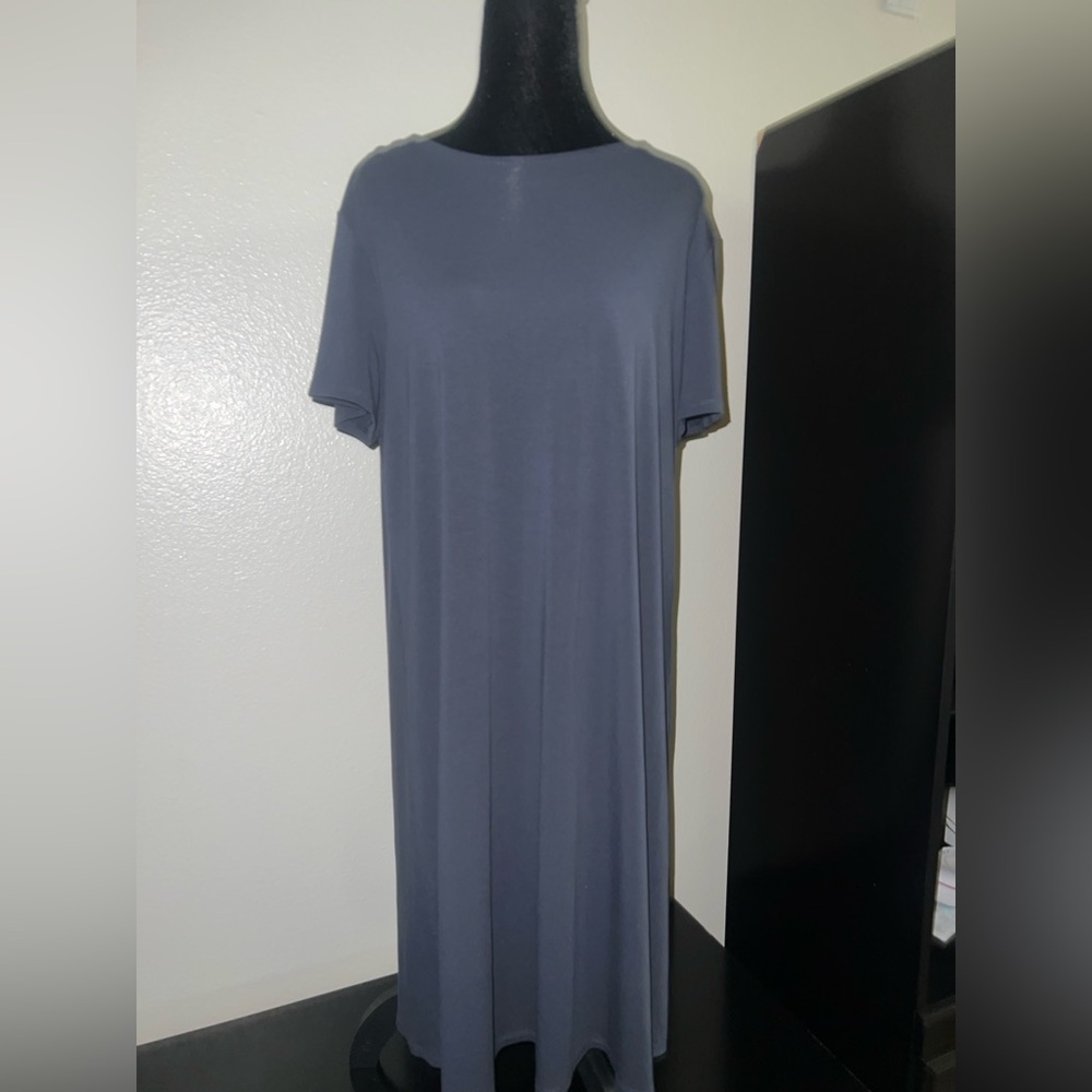 Jjill Blue Wearever Collection Minimalist Lagenlook Swing Dress Sz Med